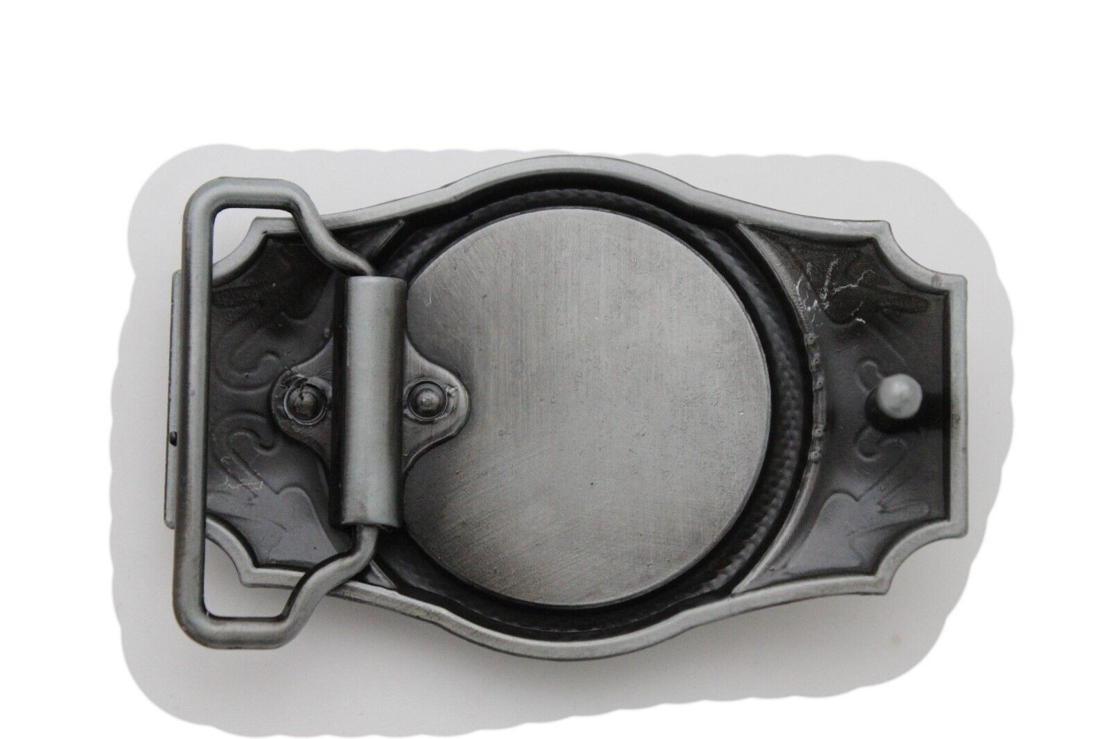 Men Women Western Fashion Belt Buckle Silver Metal Turquoise Blue Bead Festival