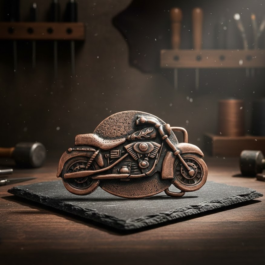 Motorcycle Belt Buckle Rose Gold Luxury Biker Accessory Elegant High Quality