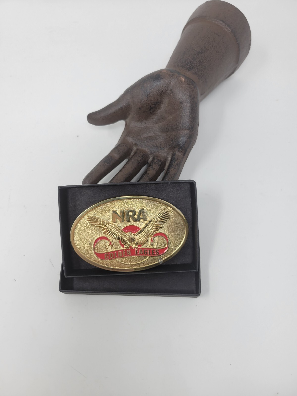 NRA Metal Brass Belt Buckle National Rifle Association Golden Eagles Vintage NIB