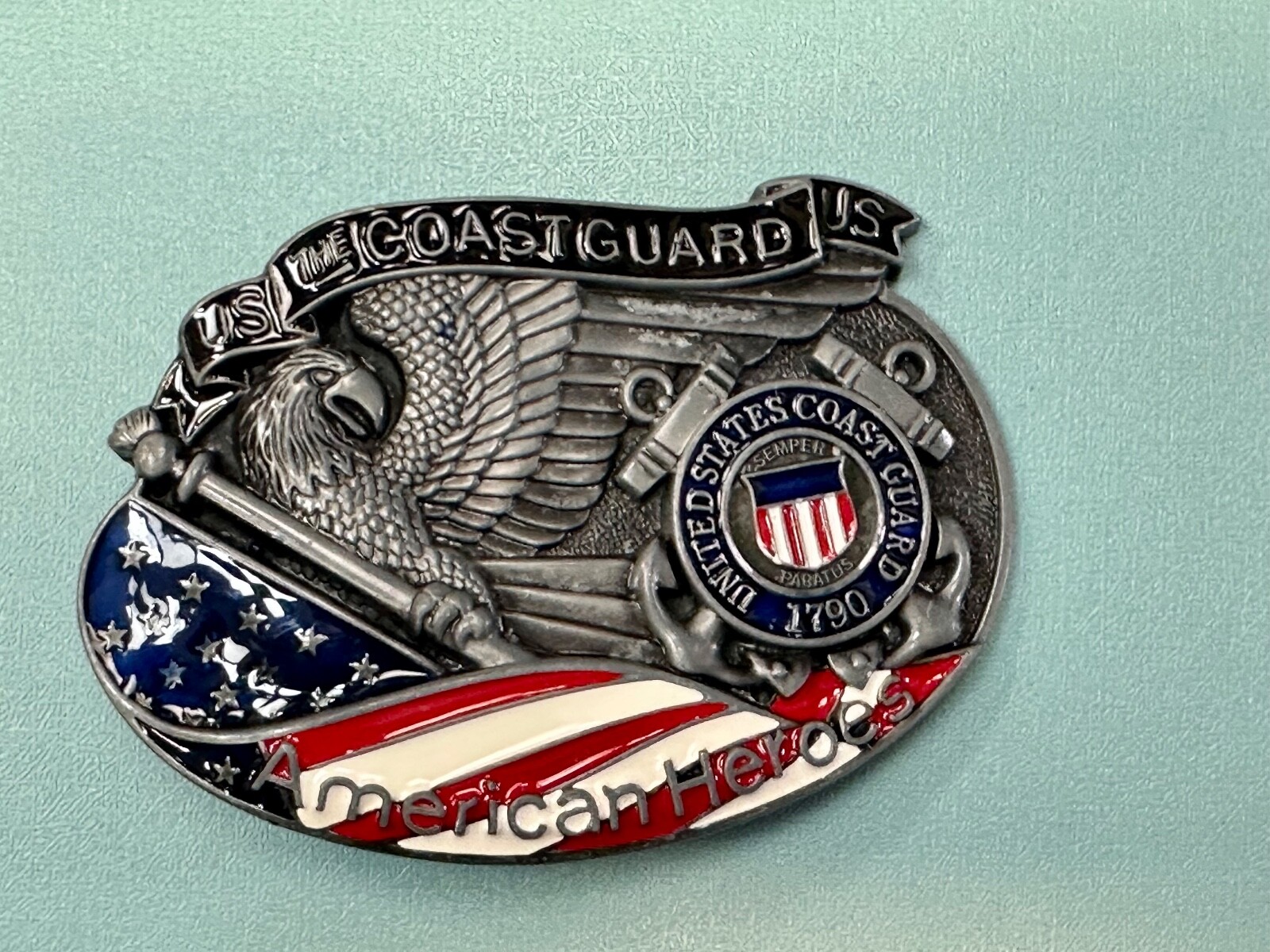 The Us Coastguard Raised Dimensional Belt Buckle America&rsquo;s Heroes