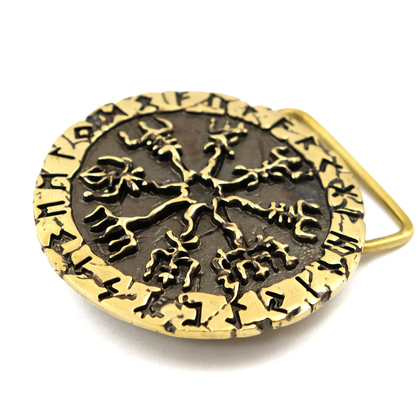 Vegvisir belt buckle, Viking compass solid brass buckle, Scandinavian buckle