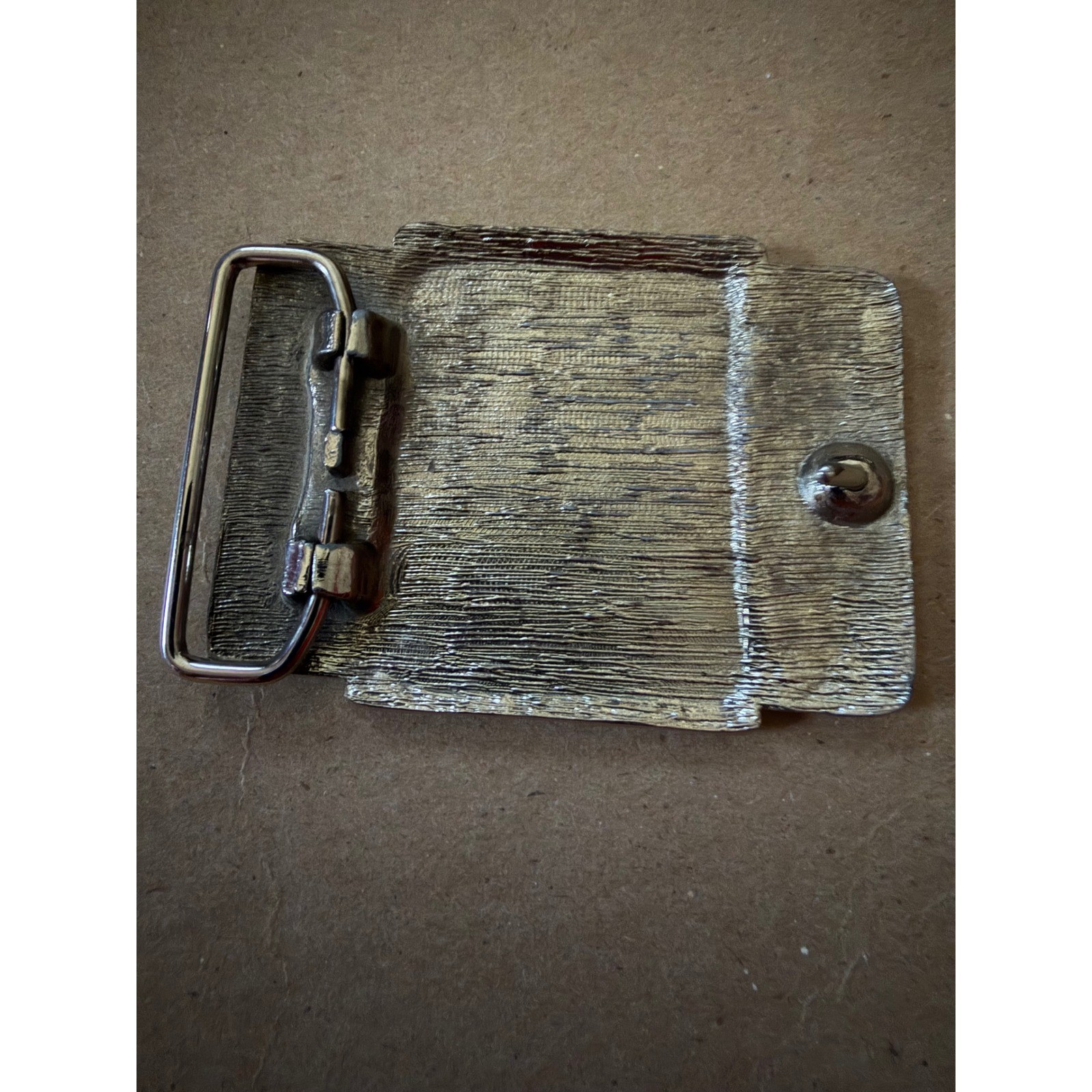 Vintage Plymouth Belt Buckle Silver Tone Blue Enamel Sailing Ship Logo