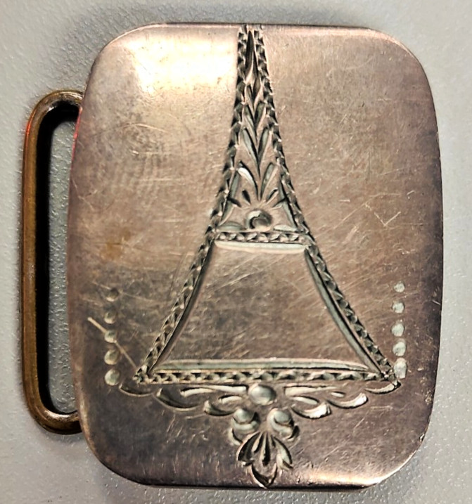 925 Sterling Silver Antique Art Deco Eiffel Tower Belt Buckle Kreisler Bronze