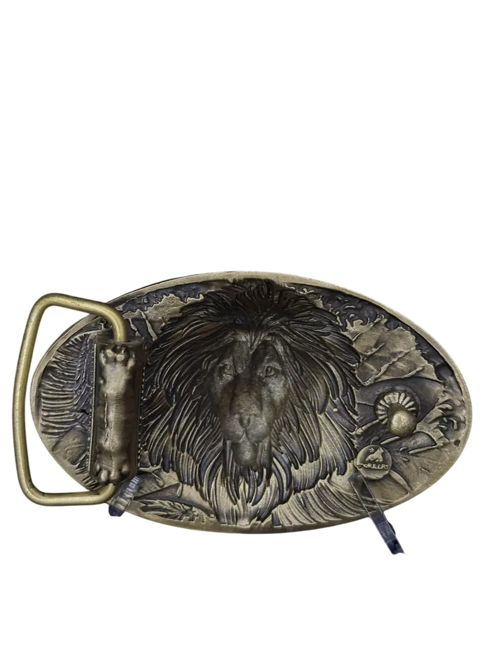Solid Belt Buckle for Men « LION », Handmade Brass Buckle,Vintage Lion Head Buckle