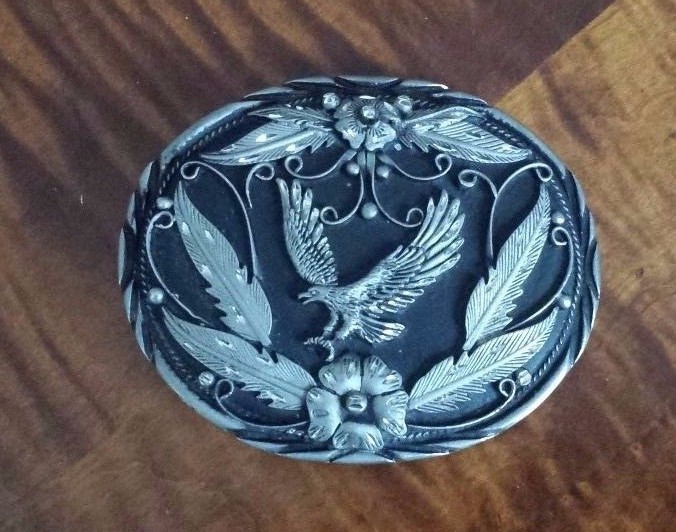 ISS Handcrafted U.S.A Belt Buckle Eagle Diamond Cuts