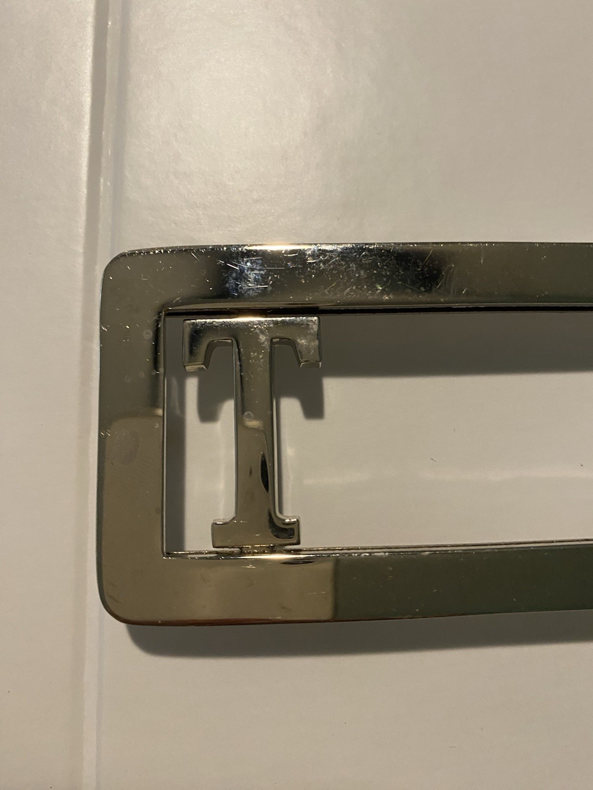 Unisex Silver Oblong/rectangular Belt Buckle With ‘T’