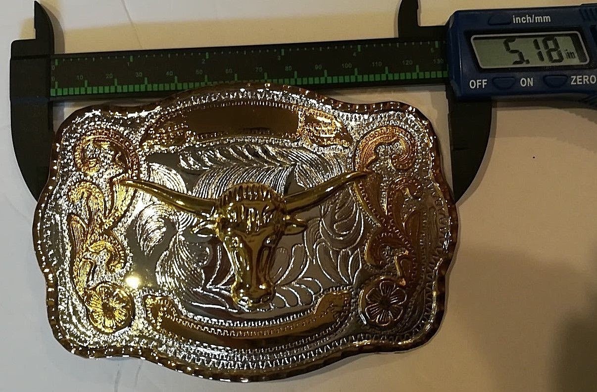 Cowboy western bull head belt buckle