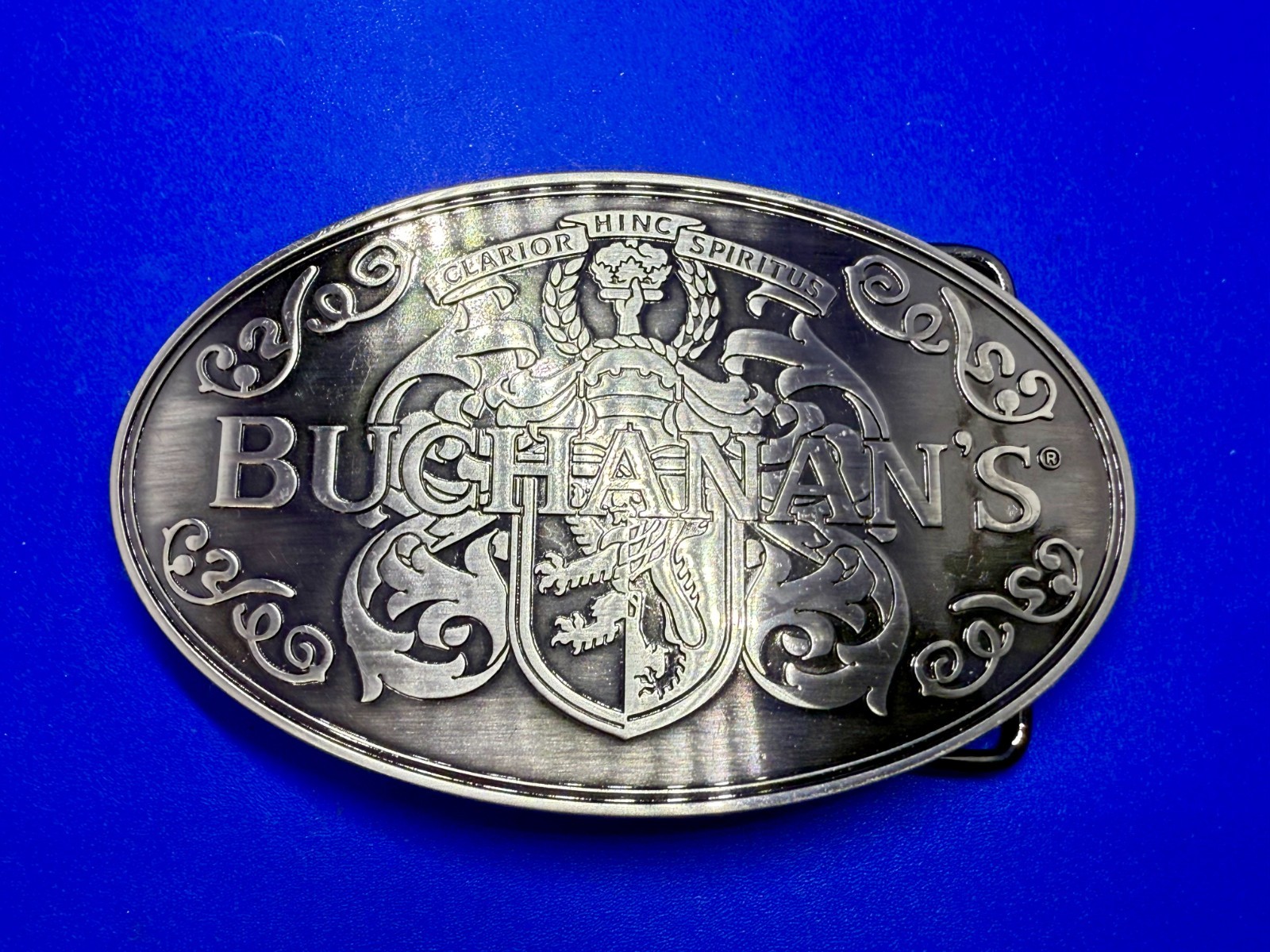 Buchanan&rsquo;s ScottishTop Shelf Whiskey promo Clarior Hinc Spiritus Belt Buckle