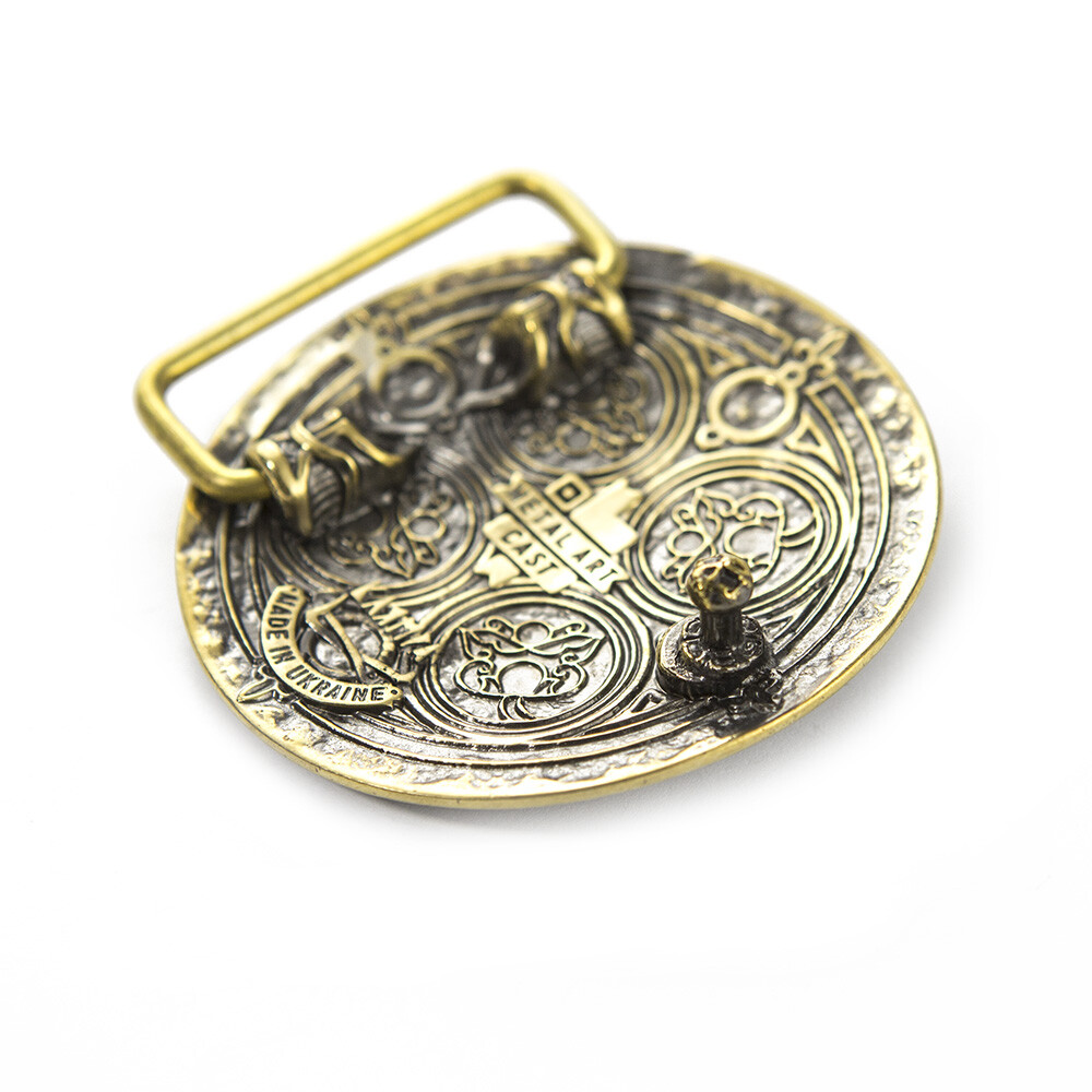 Brass belt buckle Yaroslav trident, Ukrainian symbol, Grand Prince of Kyiv