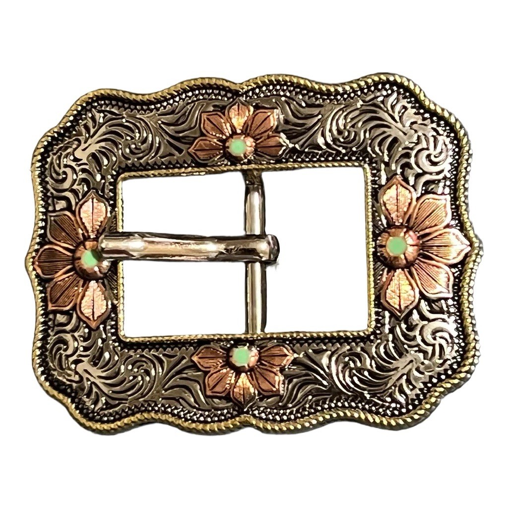 Two Tone Western Belt Buckle 2.25” X 1.75”
