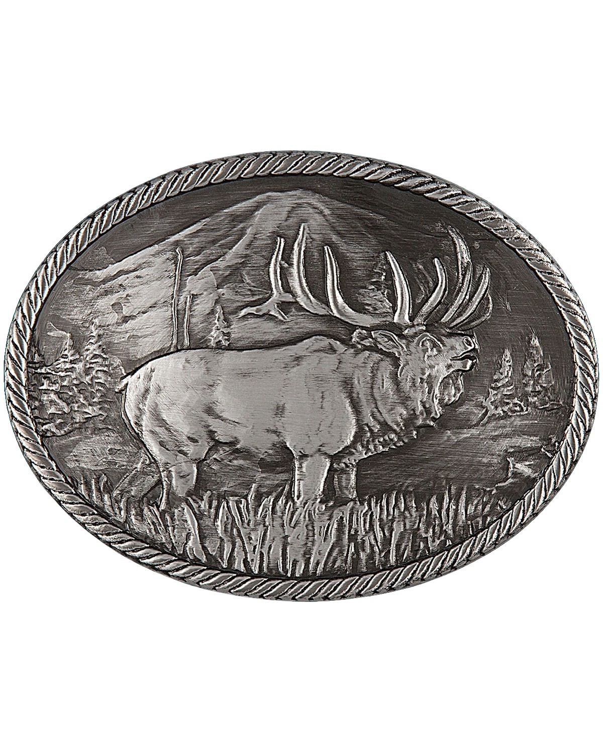 Montana Silversmiths Gunmetal Outdoor Series Wild Elk Carved Buckle – 25610EMA