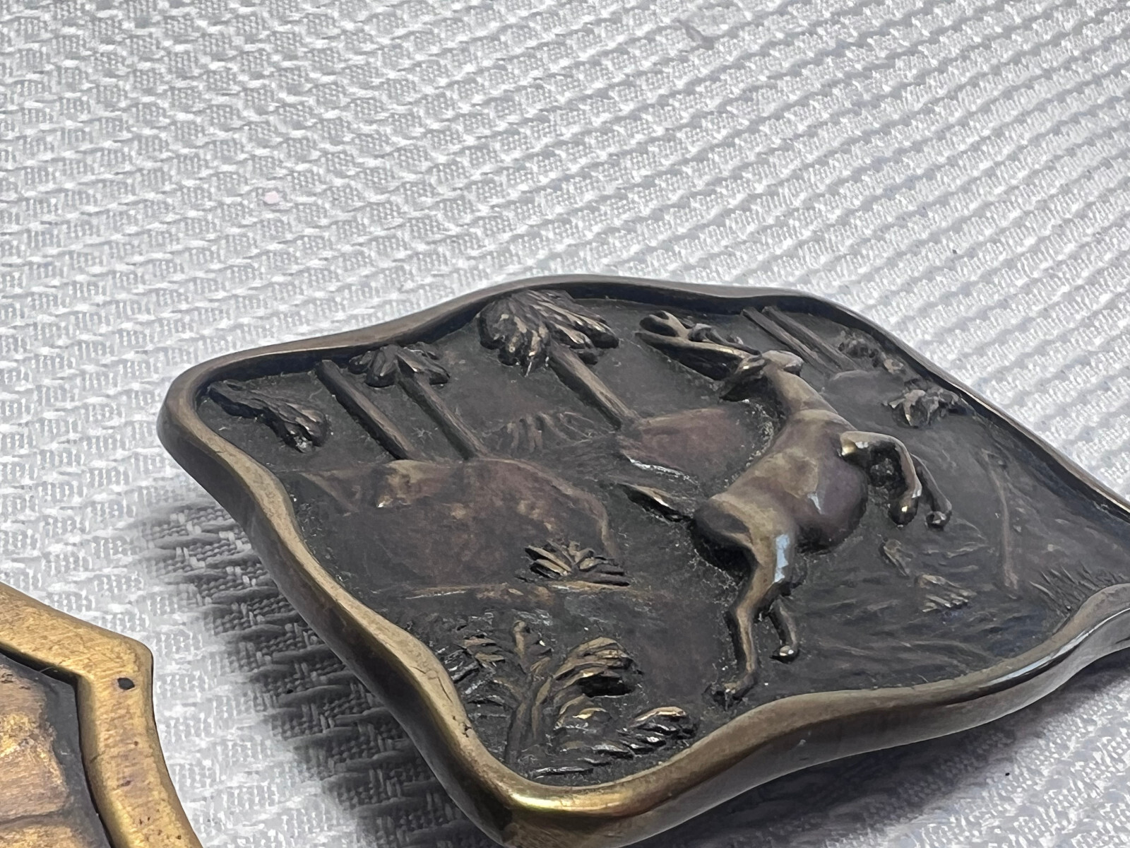 Vtg Outdoorsman Hunter Animal Themed Belt Buckle Lot Of 3 Deer Steer & Horse