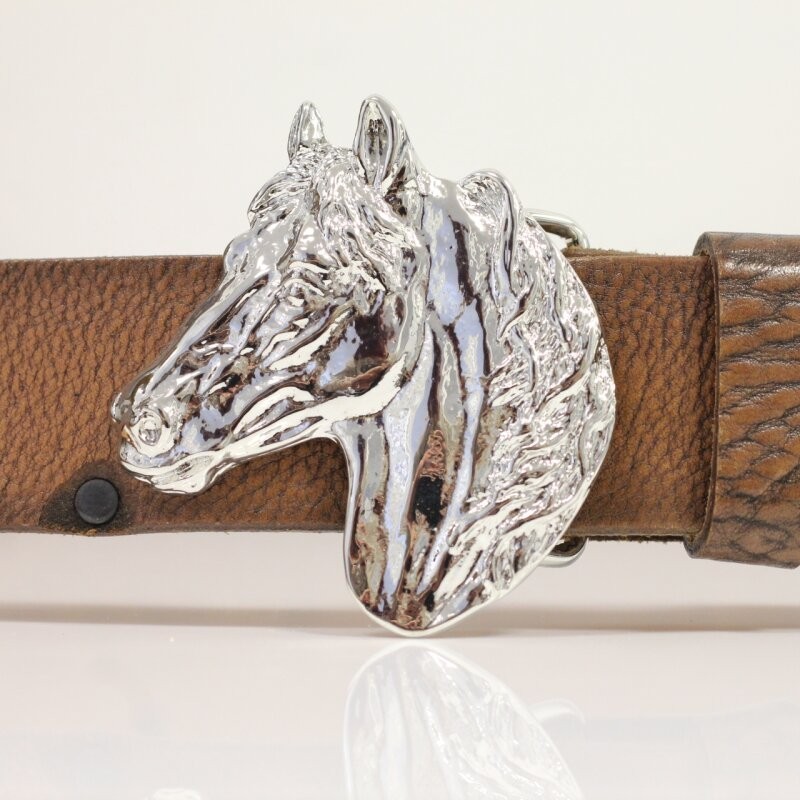 Horse Head Belt Buckle Jet Hematite – Dark Gem Look with Character