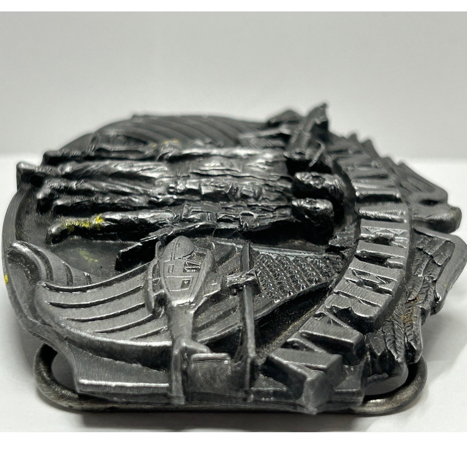 Vietnam Veteran Belt Buckle Eagle Soldiers Helicopter US Flag Made in USA