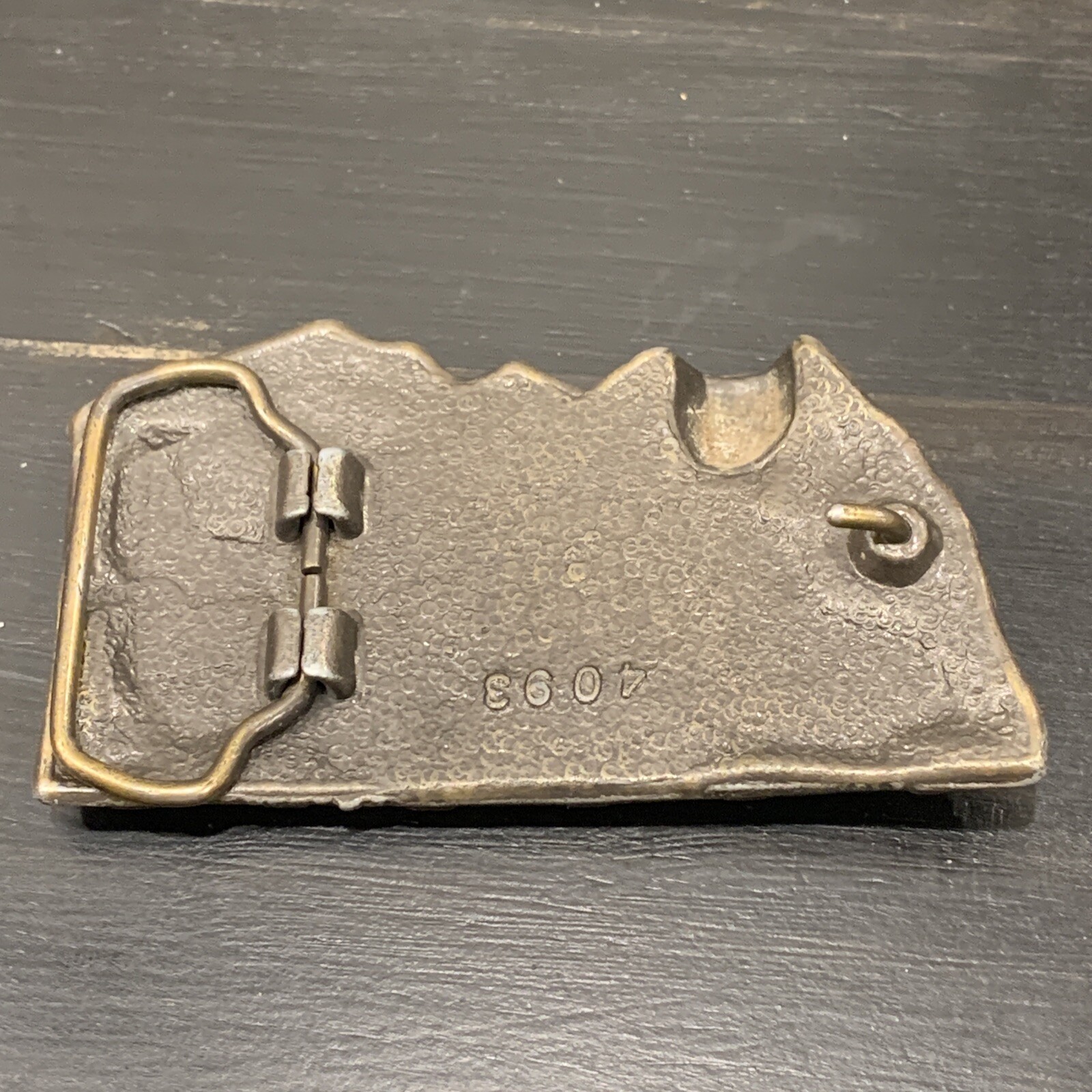 VINTAGE TRAIN STEAM ENGINE BRASS BELT BUCKLE NUMBER 4093