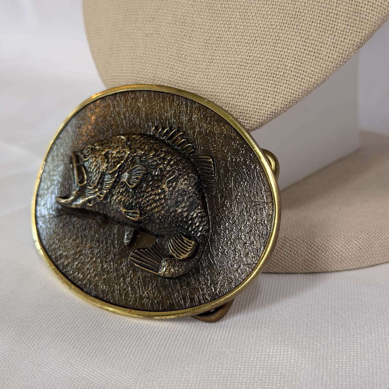 Men&rsquo;s Solid Brass Western Fish Belt Buckle, Gold/Bronze Tone, Fits 1.5&Prime;