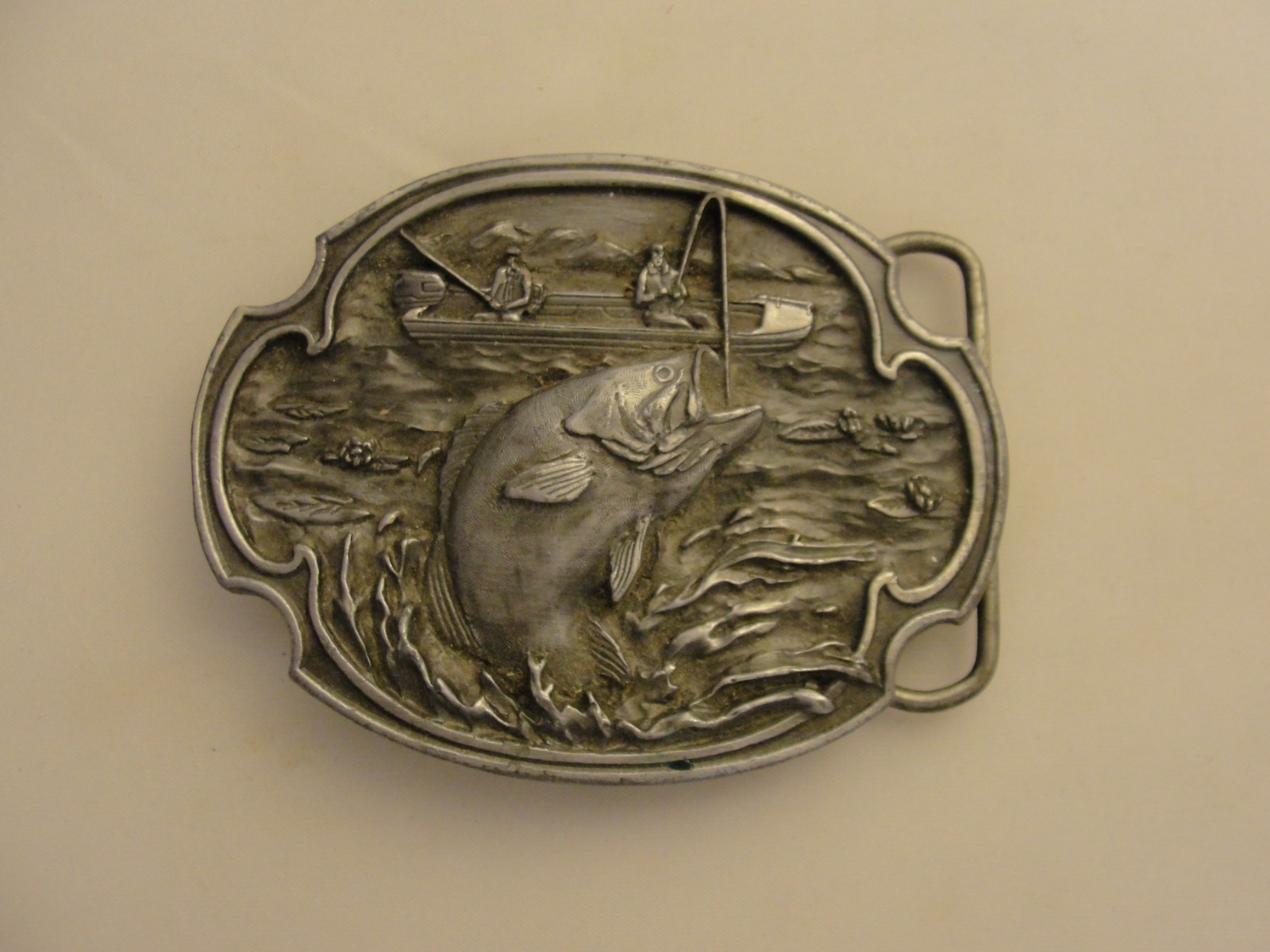 Vintage Pewter Bass Fishing 1984 Belt Buckle – Giant Fish