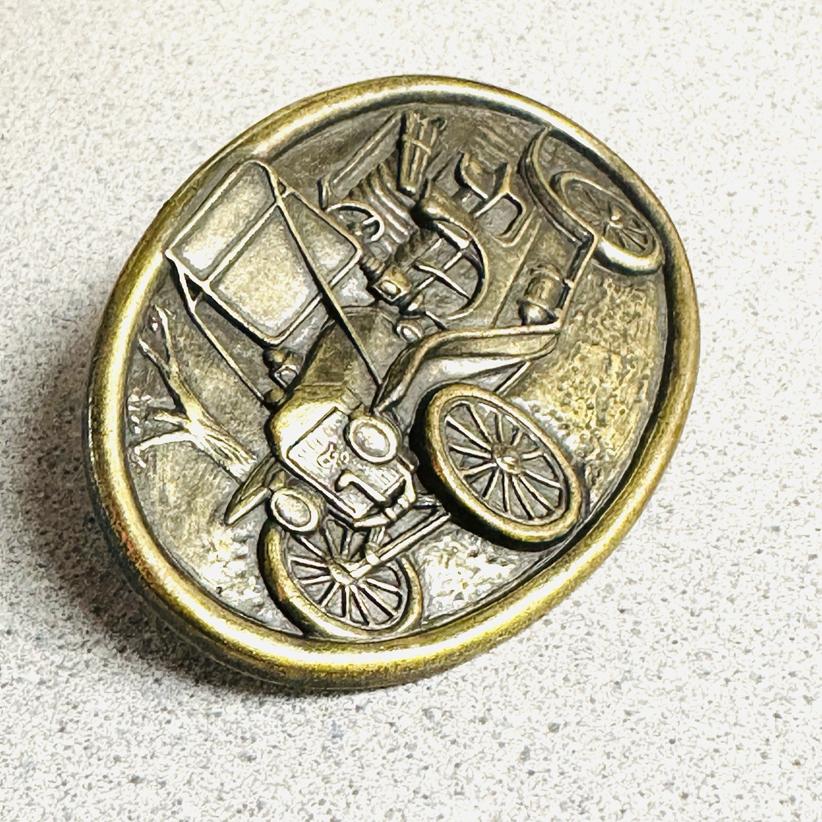 Antique Car Avon Vintage Model T Brass Automobile Vehicle Belt Buckle