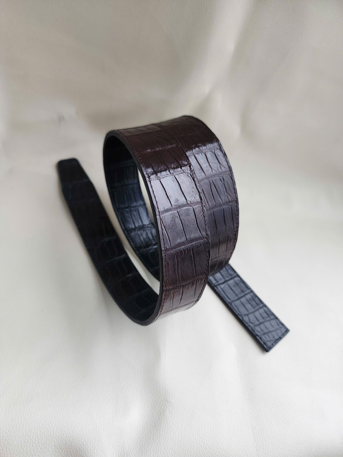 3.8CM Brown/Black Doublside 100% Genuine Leather Skin Men Belts buckle