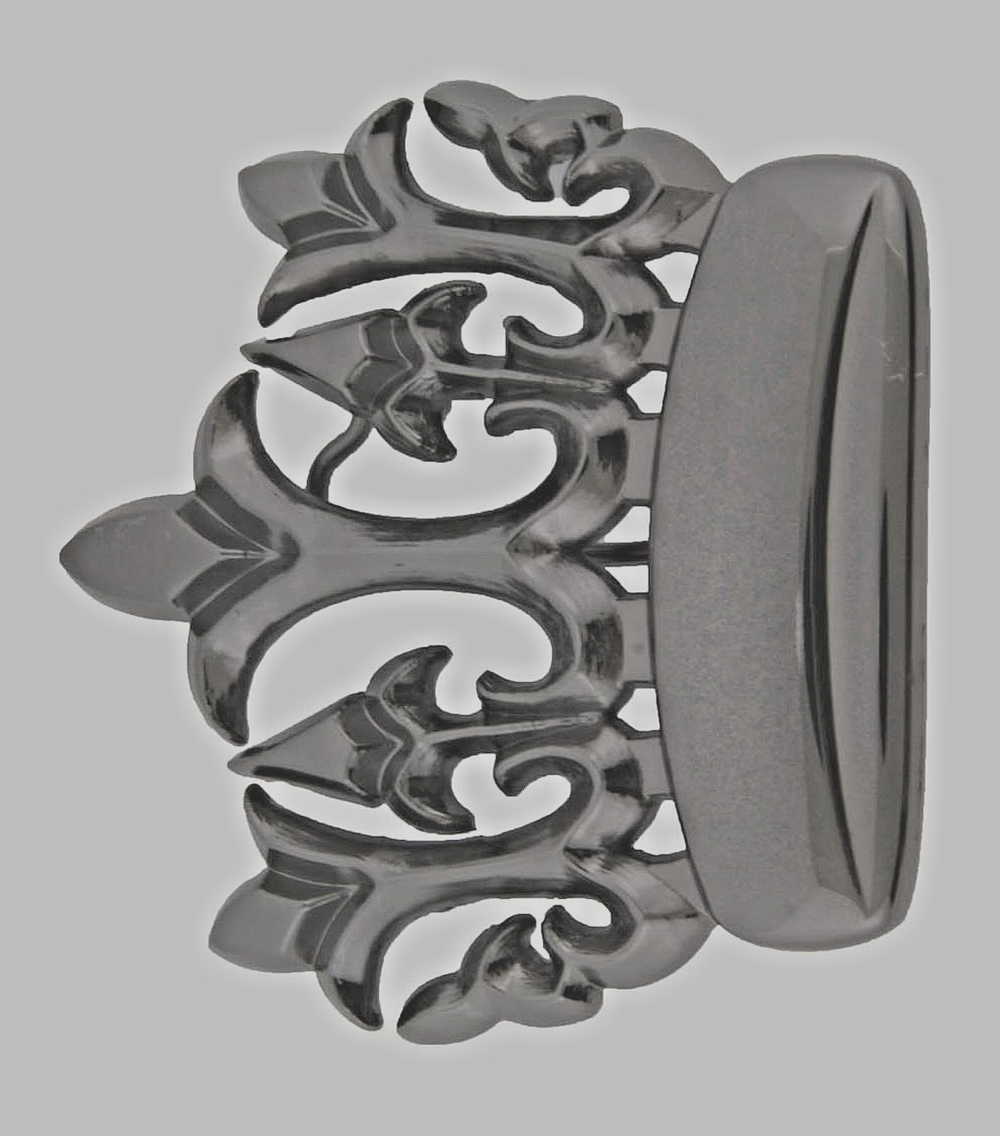Crown Belt Buckle Gunmetal Gray Western Cowboy Cowgirl Rodeo Rock Rebel Fashion