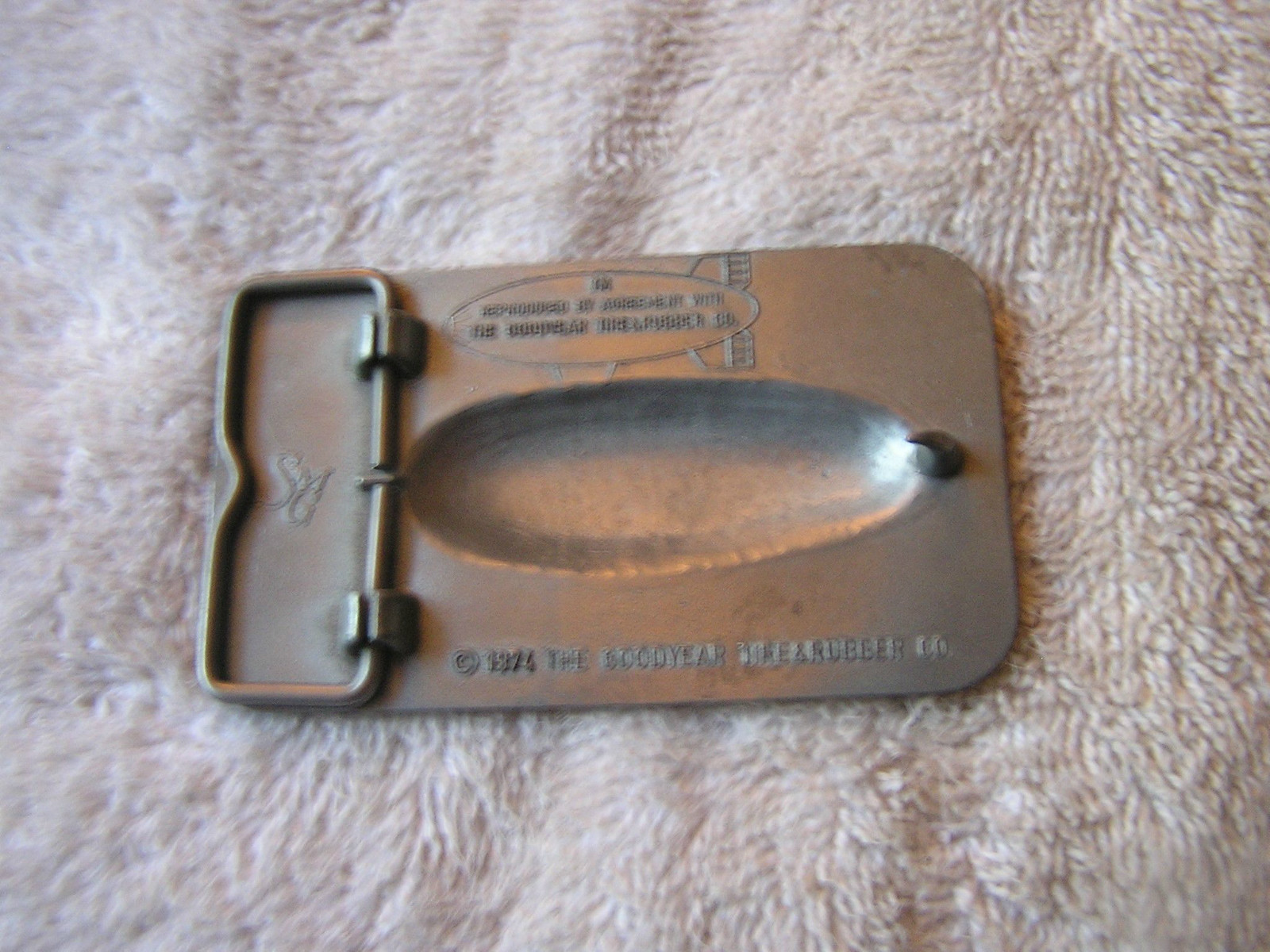 Vintage 1974 Goodyear Tire and Rubber Company Belt Buckle Blimp SMG