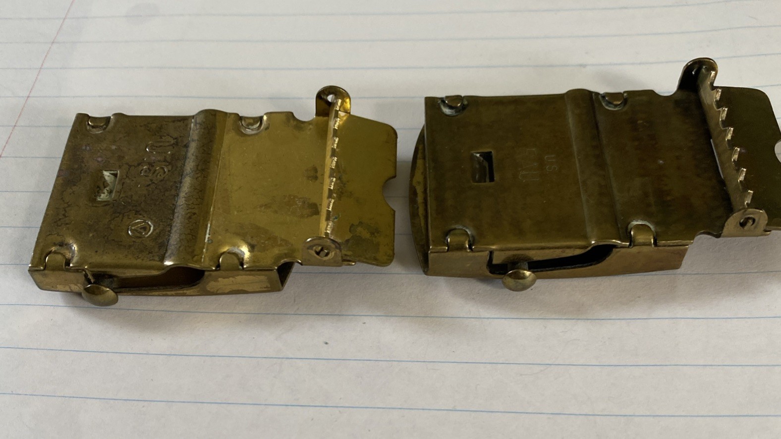 Belt Buckles Vintage Military U.S. RAU And U.S. 2 Brass