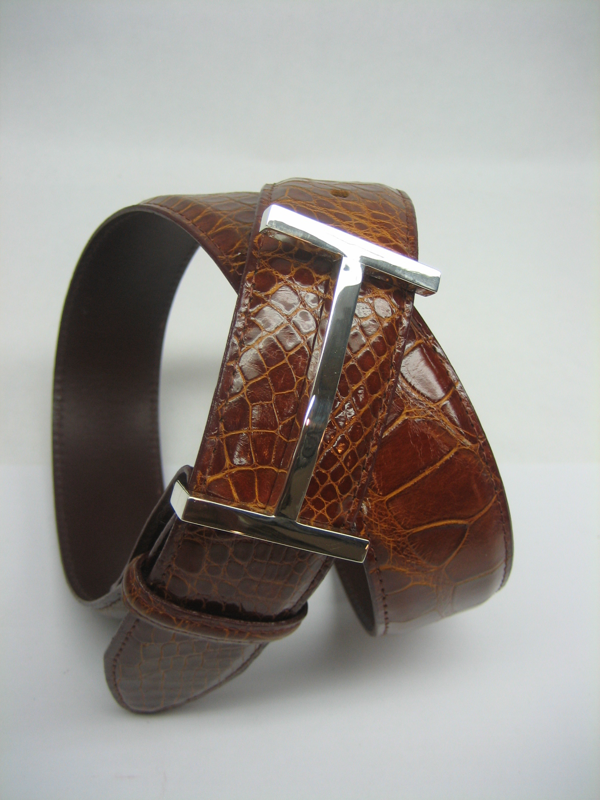 Sterling silver 925 grand icon buckle 40 gr.& Genuine Alligator 1.5  » belt U.S.A