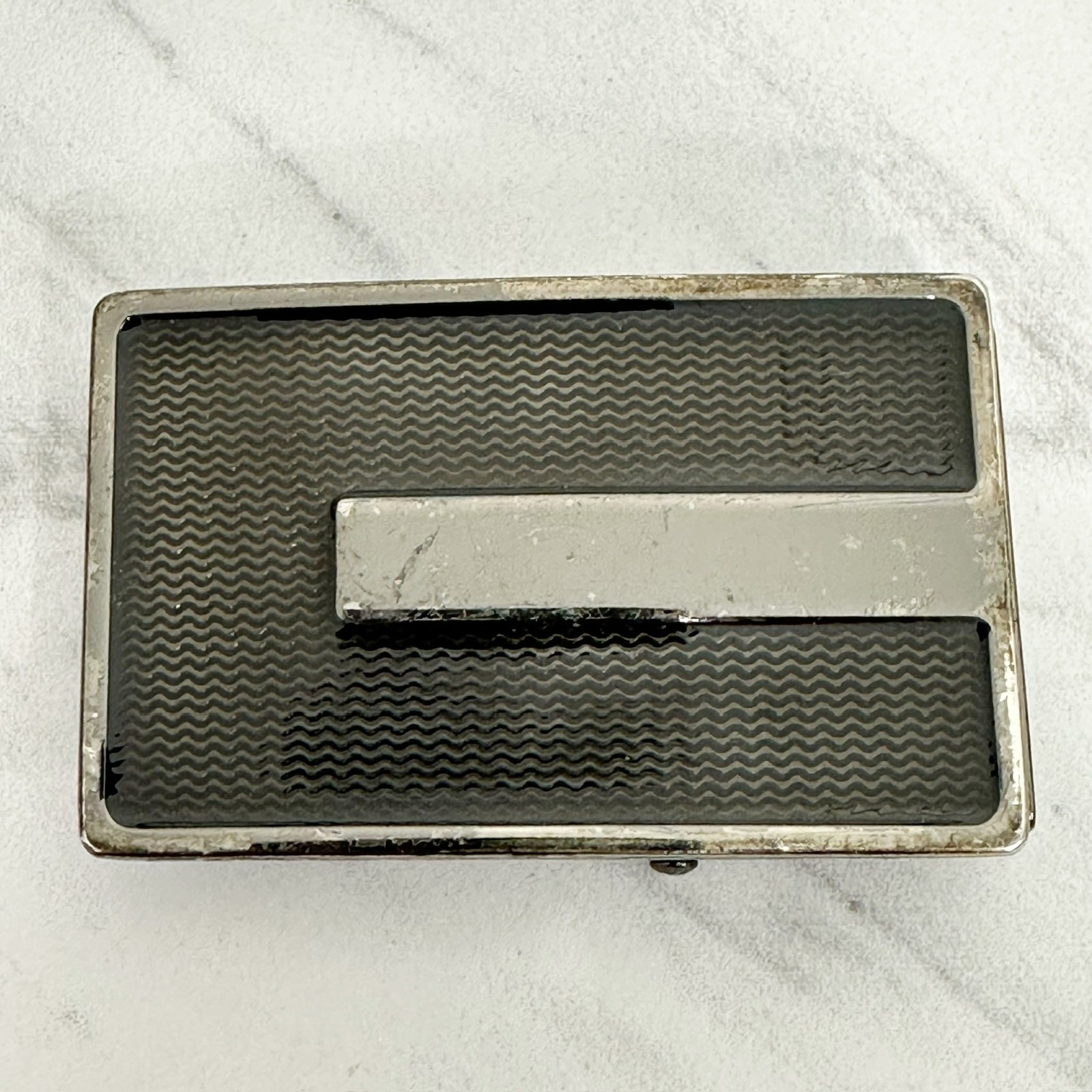 Textured Gunmetal Tone Reversible Clamp On Belt Buckle