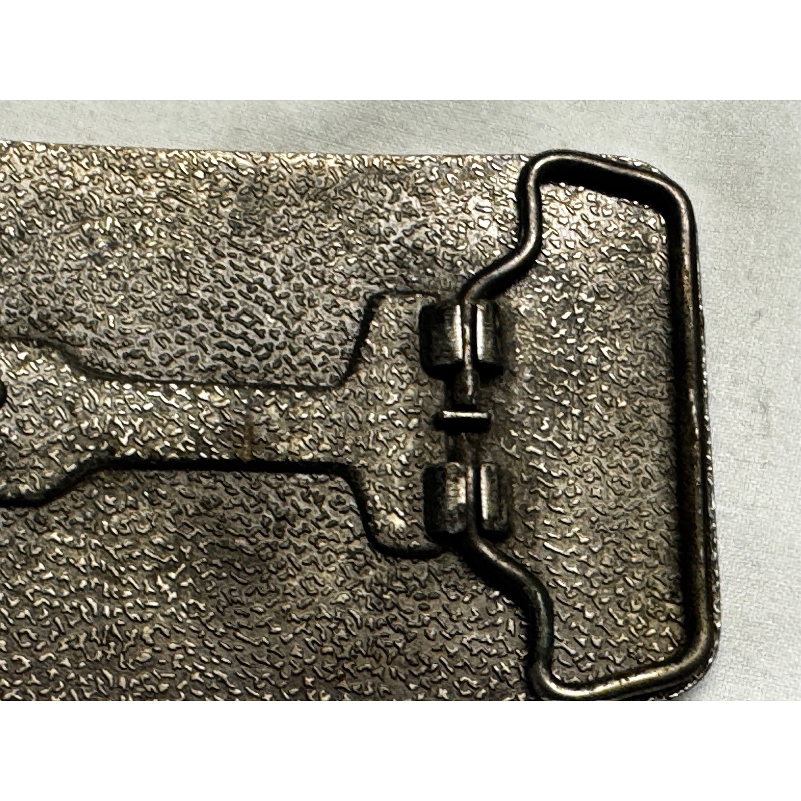 Textured Nugget Rectangle Belt Buckle Antiqued Silver Tone Western Style