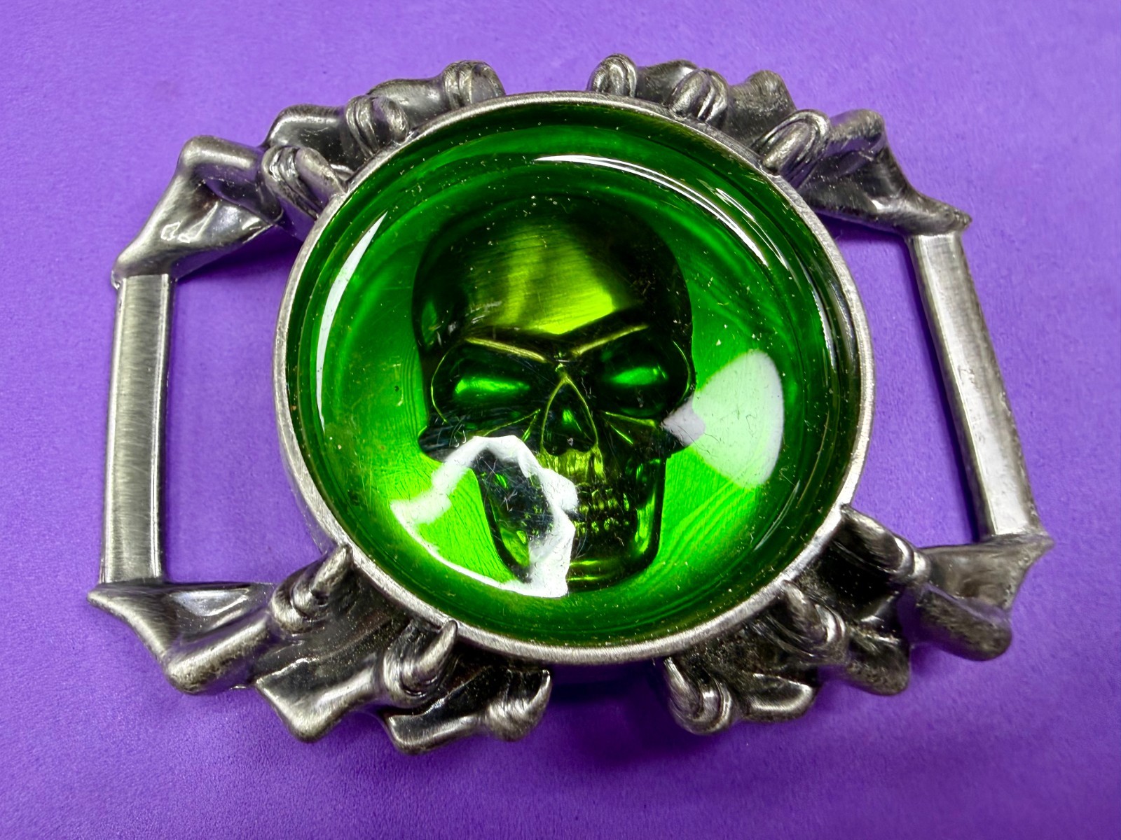 Alchemy Gothic Soul of Agrippa Skull Green Enameled Belt Buckle