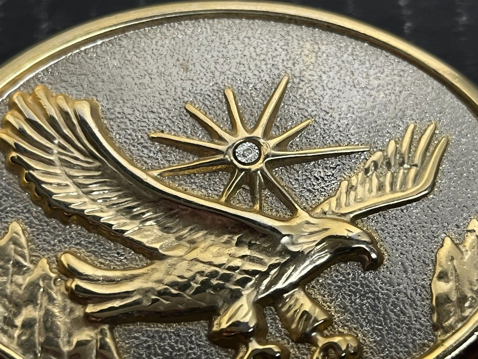 Eagle Belt Buckle Bejeweled Star Western Cowboy Metallic Gold Silver Color