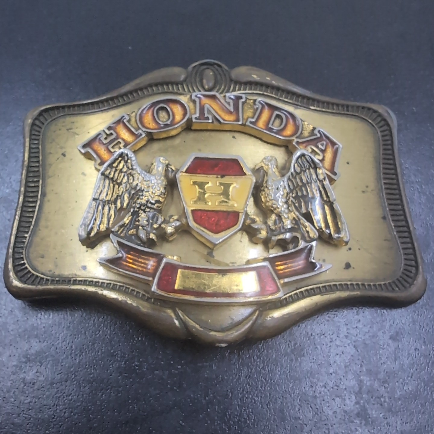 Vintage Honda Gold Wing Belt Buckle 1978 Two Eagles Brass Easy Rider AHM Bike