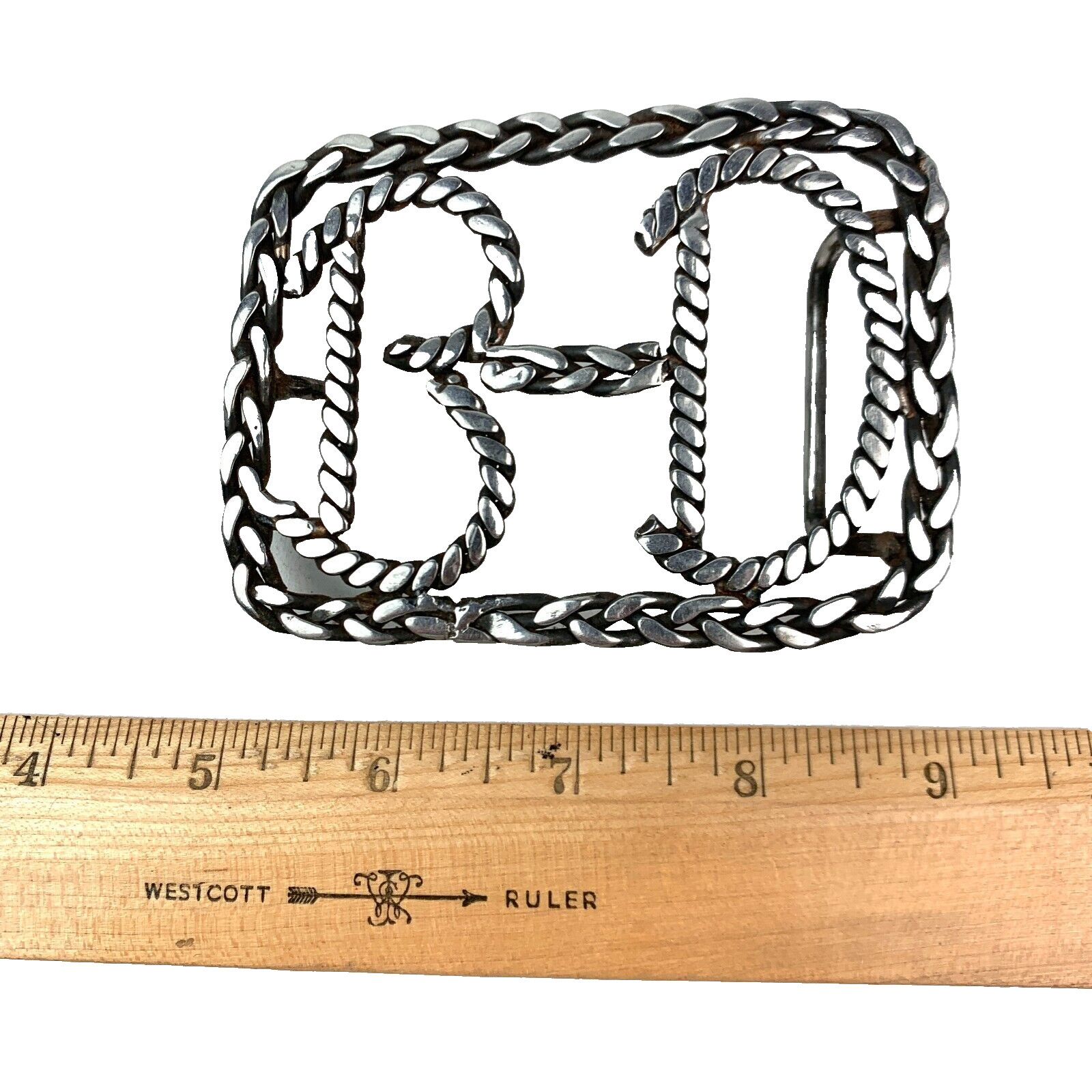 Vintage Unbranded Handmade Braided B-D B & D BD Metal Belt Buckle