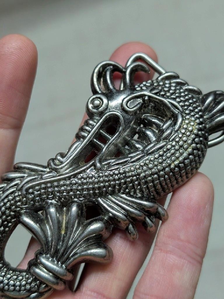 vintage Y2K belt buckle DRAGON metal ASIAN cowboy western CHINESE japanese