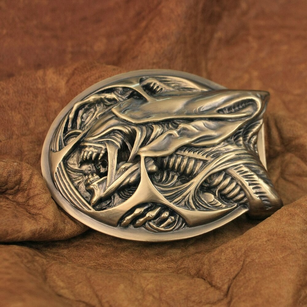 Brass Good Details Handmade AVP Alien Belt Buckle Punk DIY Accessory TA301D