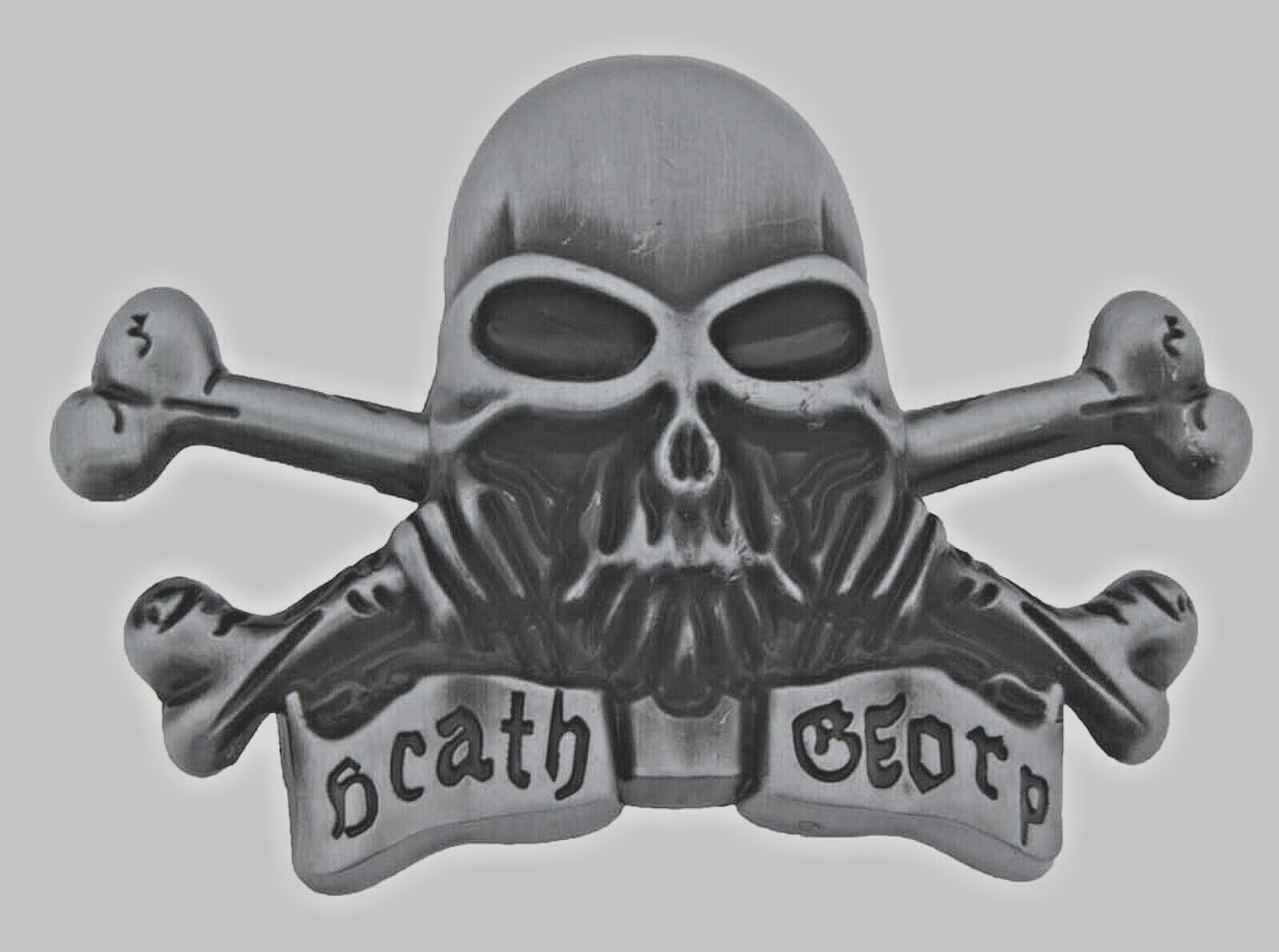Skull Belt Buckles Gray Metal Vintage Skeleton Crossbones Pirate Halloween Party