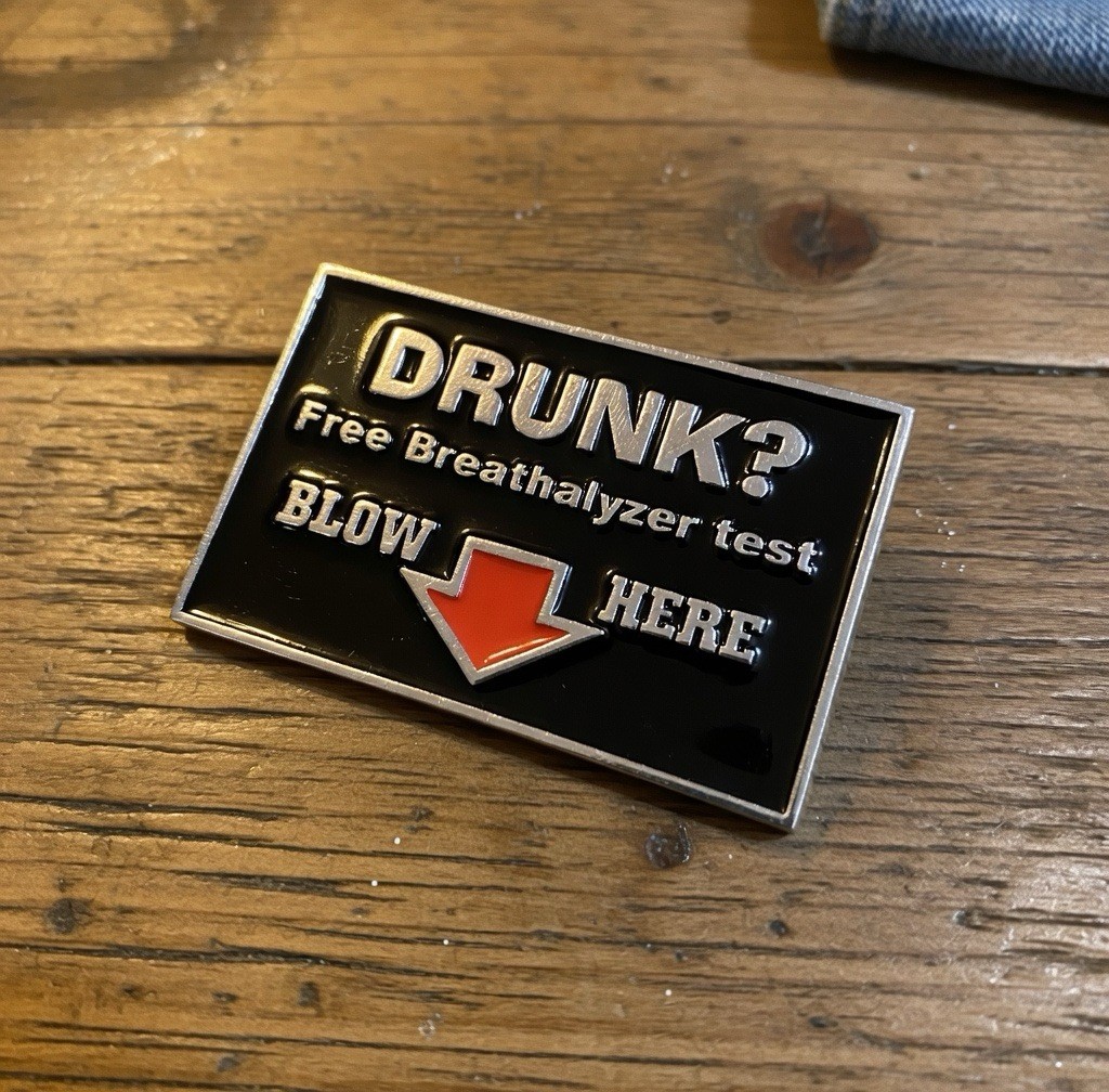 Drunk? Free Breathalyzer Test Blow Here Buckle Gag Gift for Boyfriend 1.5&Prime;