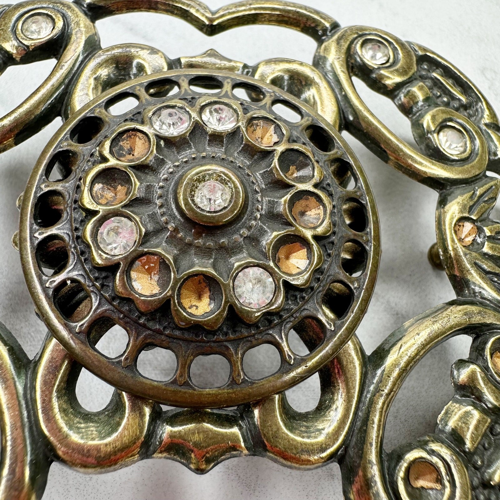 Rhinestone Studded Floral Flower Belt Buckle