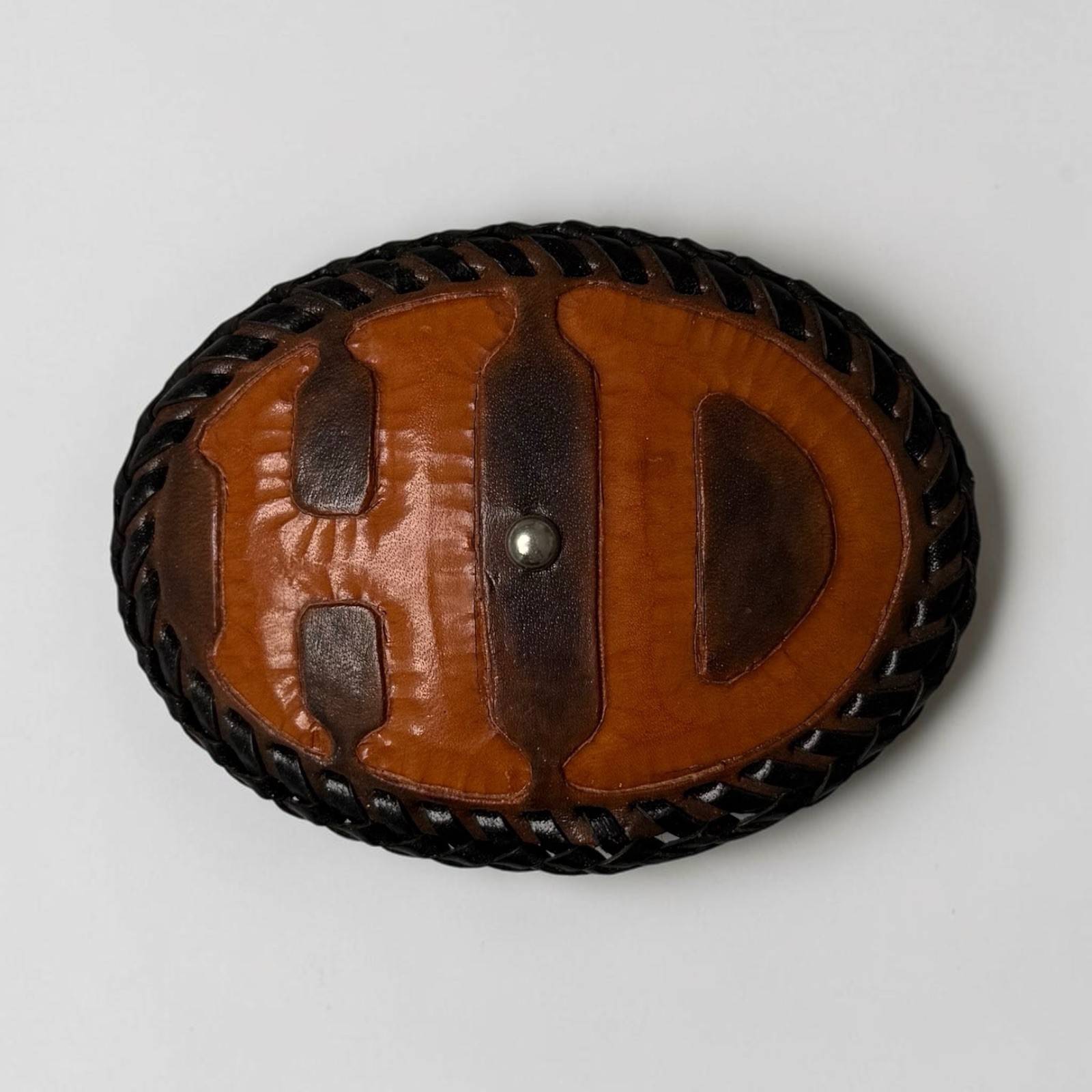 Vintage Harley Davidson Belt Buckle Leather Hand Tooled HD USA Western