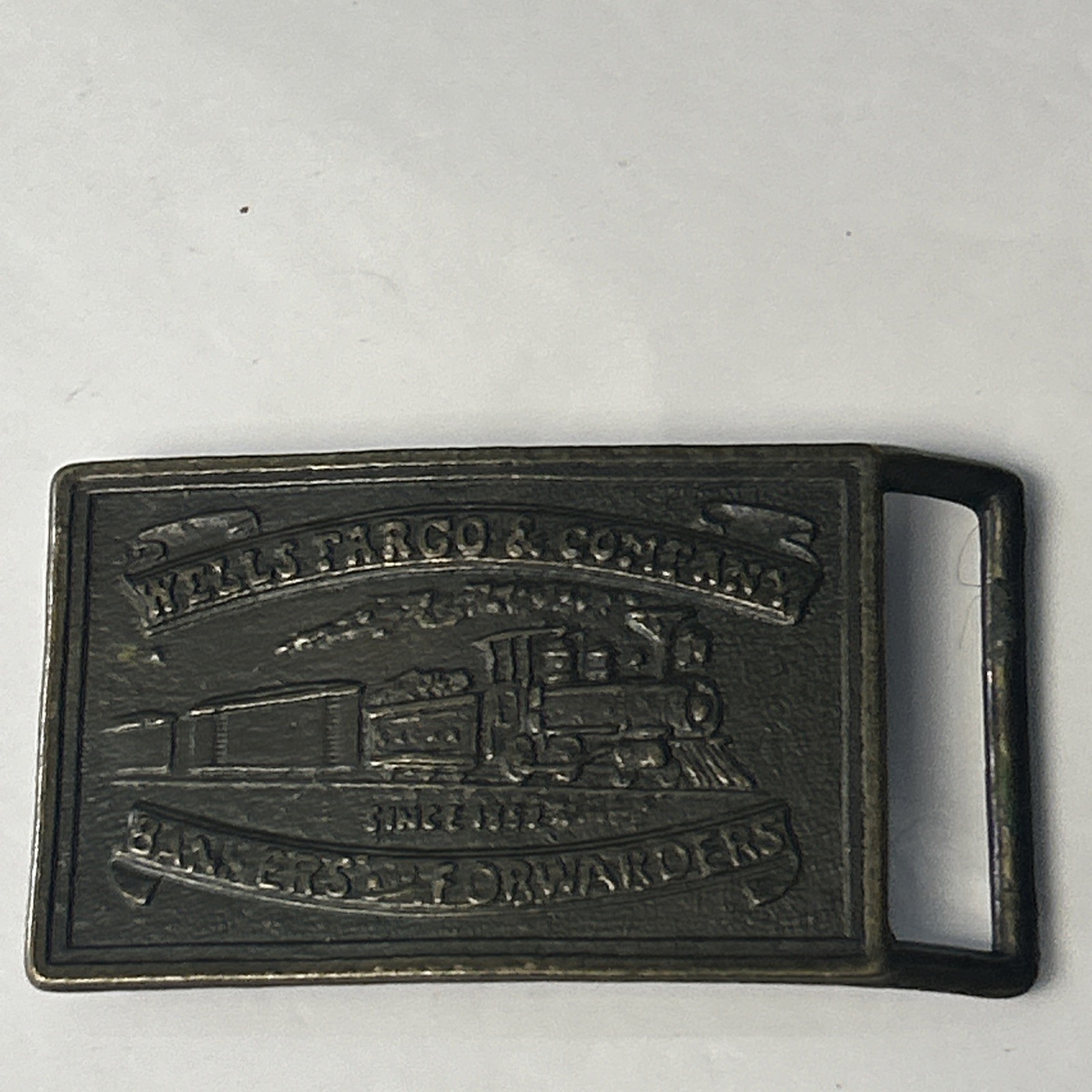 Vintage Wells Fargo and Company Bankers and Forwarders Rectangular Belt Buckle