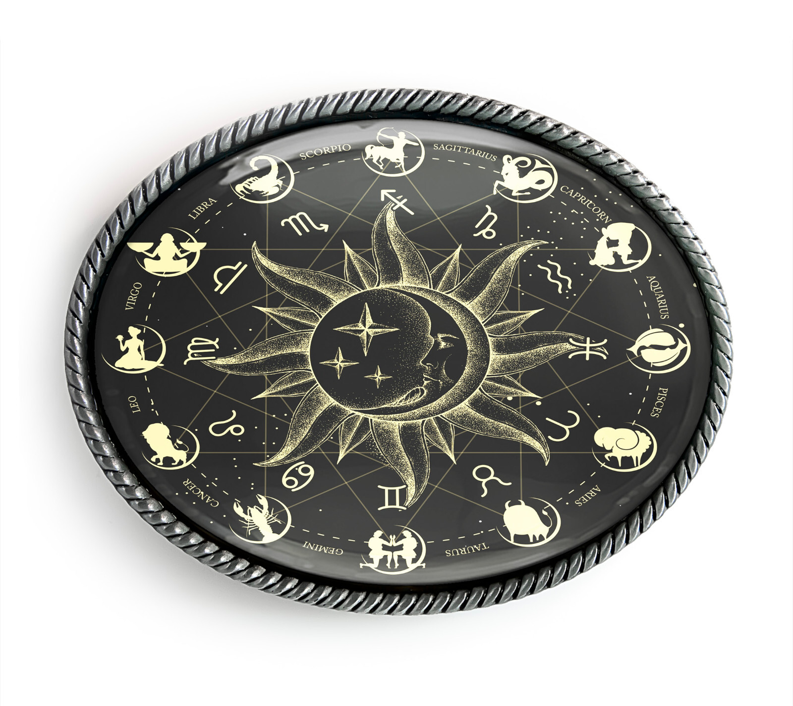 Zodiac Belt Buckle – Celestial Astrology Wheel Belt Buckle – 34