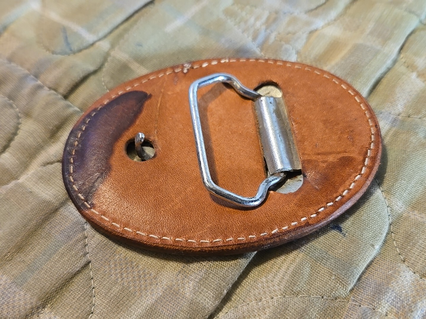 ILLINOIS Brown Leather Belt Buckle