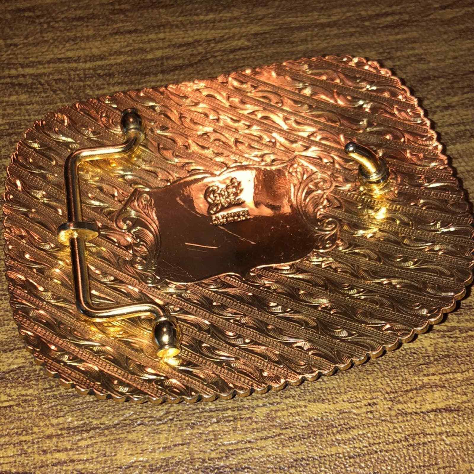 VTG Vintage Gist Bronze NBHA National Barrel Horse Nebraska Champion Belt Buckle