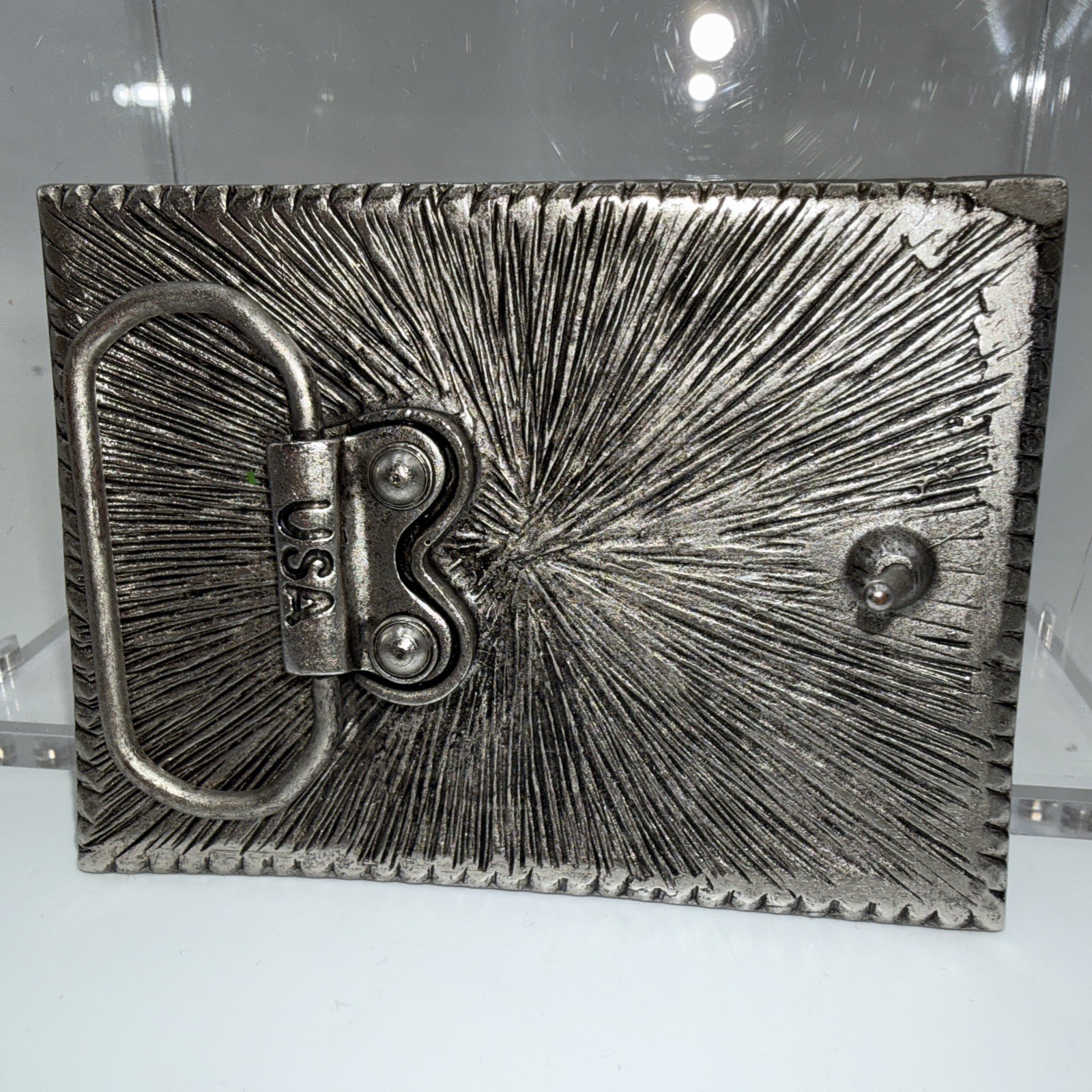 Virgin Mary Hebilla Vaquera Style Cowboy Belt Buckle. Made In USA