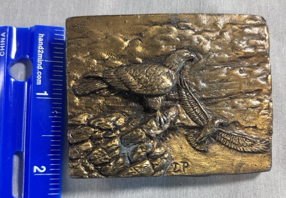 VTG Colorado Belt Buckle Brass Western Eagle Mountains Cowboy USA Spec Cast 1979