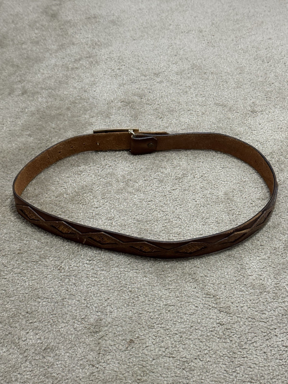 Vintage Southwest turquoise Wood Brass Belt Buckle Belt C141