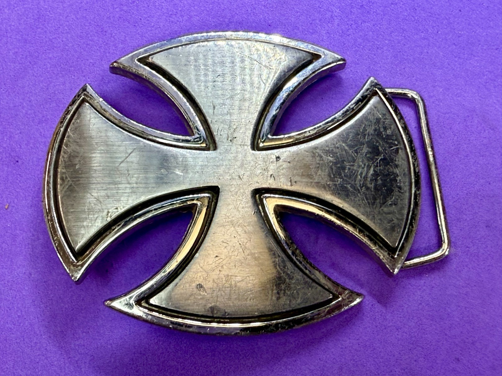 Maltese Iron Cross Religious Gothic Punk Vibe Silver Color Cutout Belt Buckle