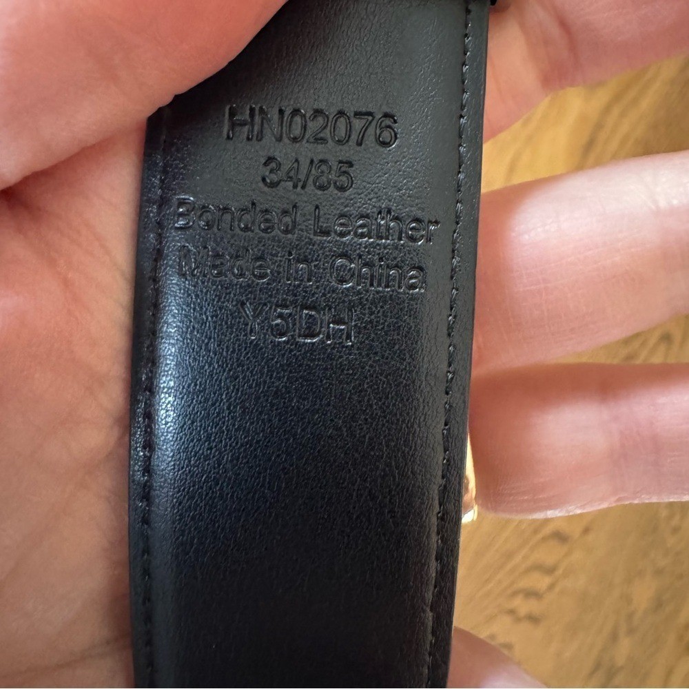 Original Penguin Tan black Leather Belt with Silver Buckle reversible 34/85