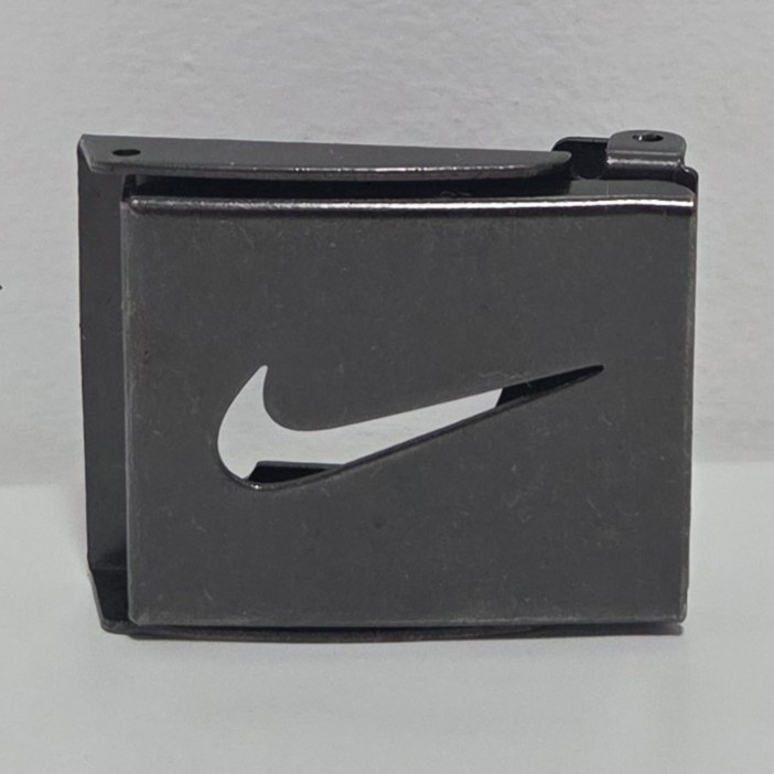Nike Black Metal Swoosh Logo Belt Buckle & Beer Opener, Rectangular. 2&Prime;x 1 3/4&Prime;