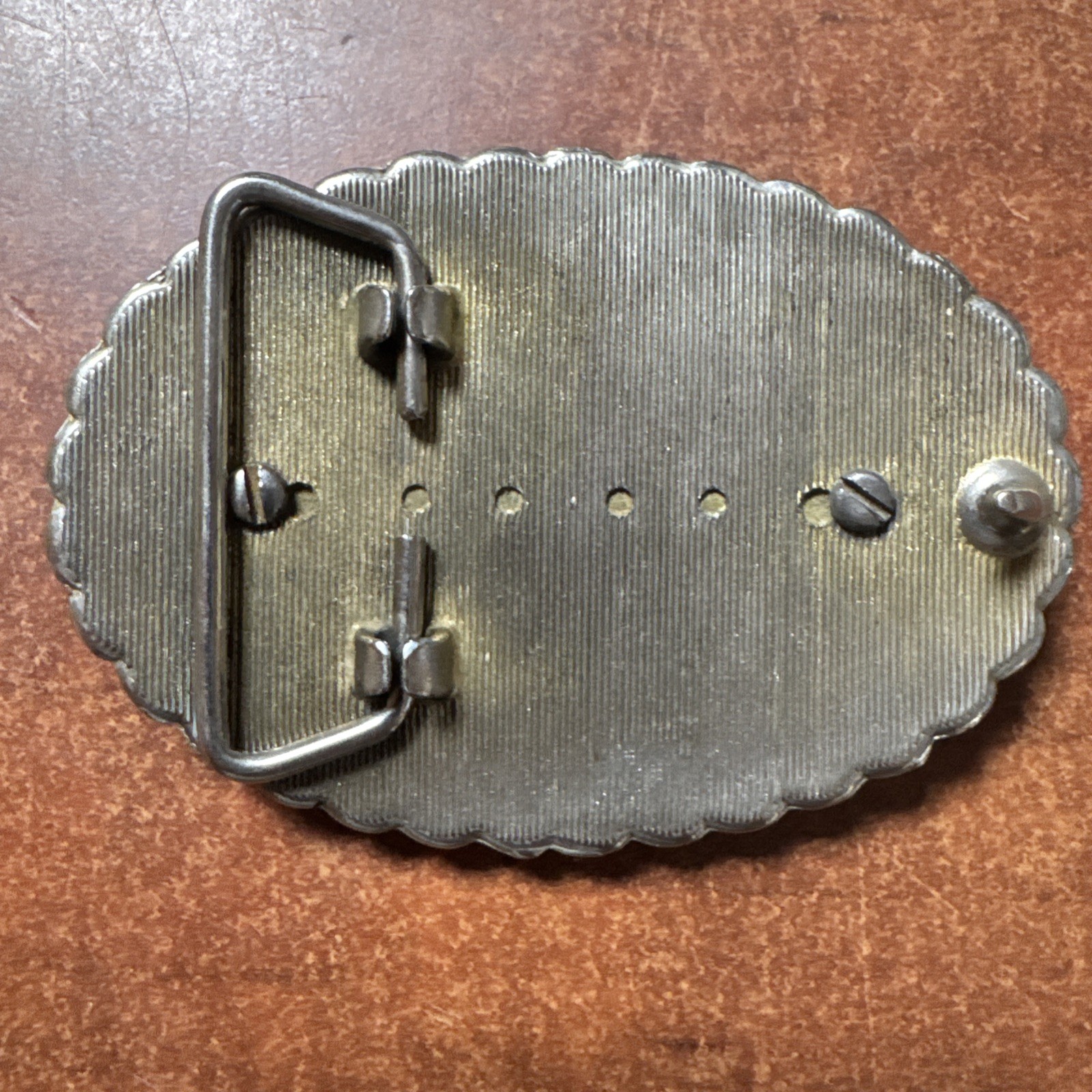 Vintage Western Cowboy Belt Buckle Polished Stone Inlay